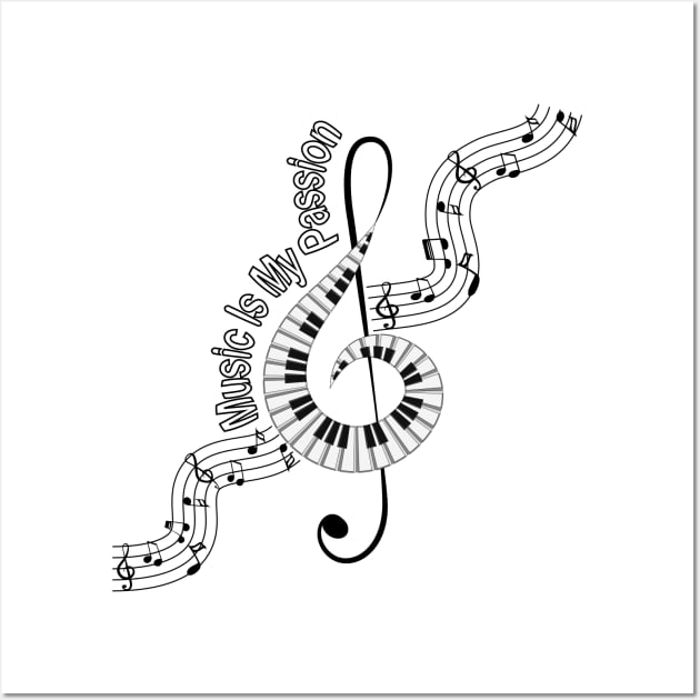 Treble Clef Piano Wall Art by Designoholic